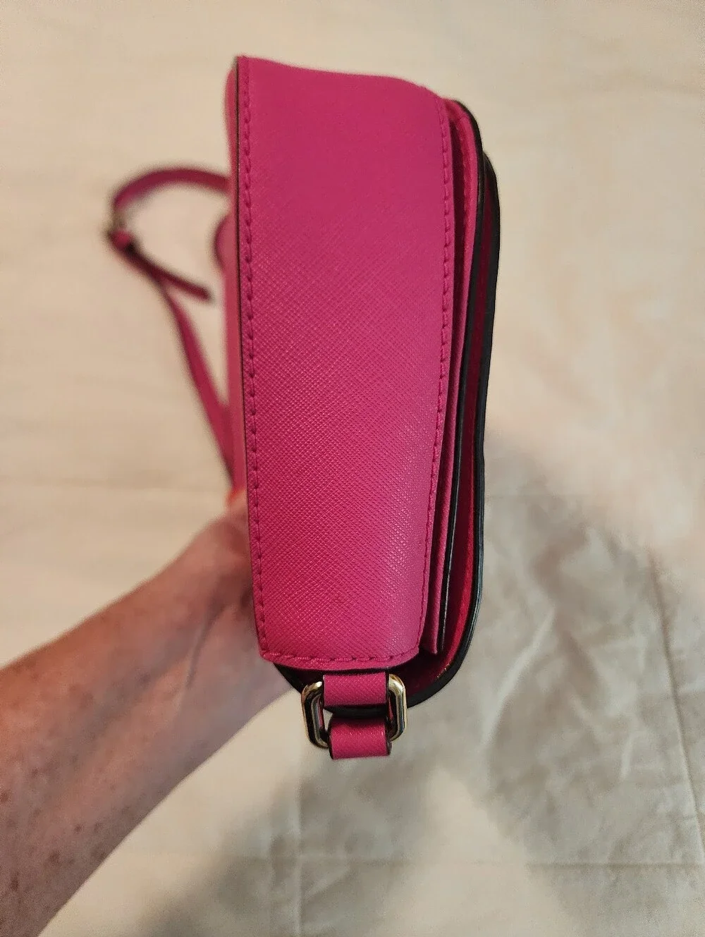 Kate Spade Hot Pink Crossbody Flap Bag Gold Hardware Barbie Mobwife Bold